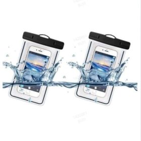 2 Packs Waterproof Phone Pouch For Drifting Diving Swimming, Underwater Dry Bag Case Cover For Phone (Option: Black)